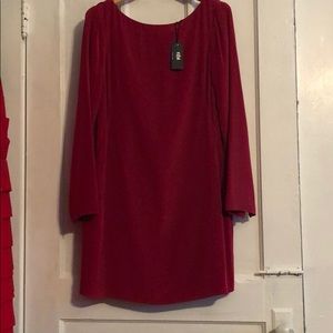 Tibi shift dress dk red silk